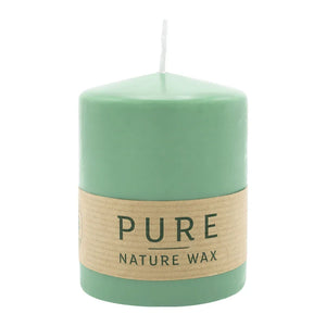 PURE Stumpenkerze Smaragd, 90/70 mm, WENZEL, Brenndauer 38h, plastikfrei, selbstverlöschend