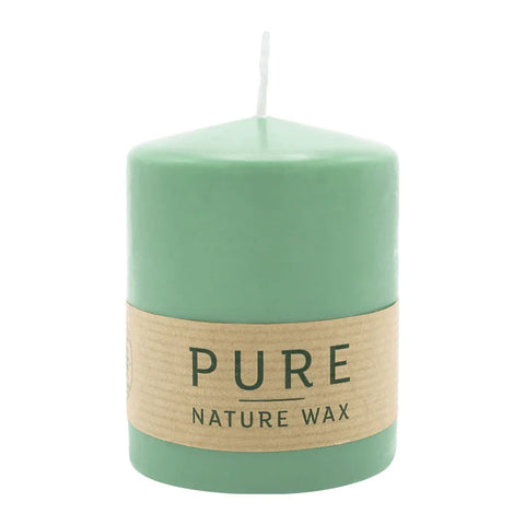 100% PURE, NATURAL WAX, Stumpenkerze, Smaragd, WENZEL, 90/70 mm, Brenndauer ca. 38h, 100% plastikfrei - luterne.shop