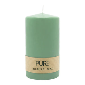 PURE Stumpenkerze Smaragd, 130/70 mm, WENZEL, Brenndauer 52h, plastikfrei, selbstverlöschend