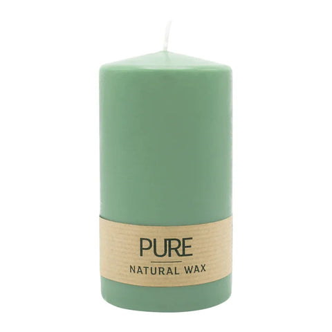 100% PURE, NATURAL WAX, Stumpenkerze, Smaragd, WENZEL, 130/70 mm, Brenndauer ca. 52h, 100% plastikfrei - luterne.shop