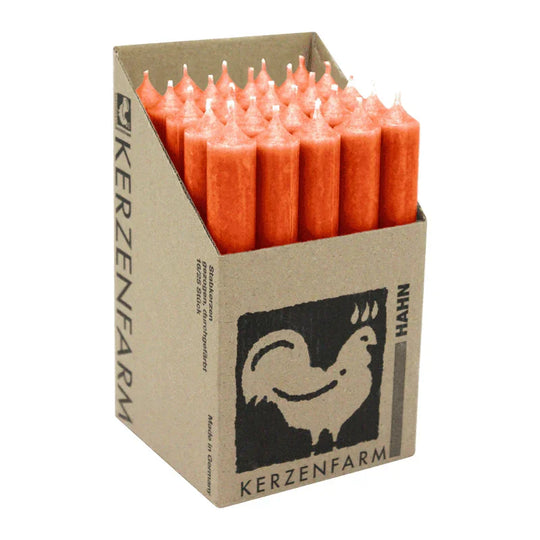 Stabkerzen Orange, 180/22 mm, KERZENFARM HAHN, Brenndauer 8h, 25 St.