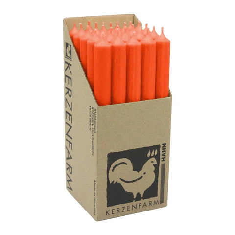 Stabkerzen Orange, 250/22 mm, KERZENFARM HAHN, Brenndauer 12h, 25 St.