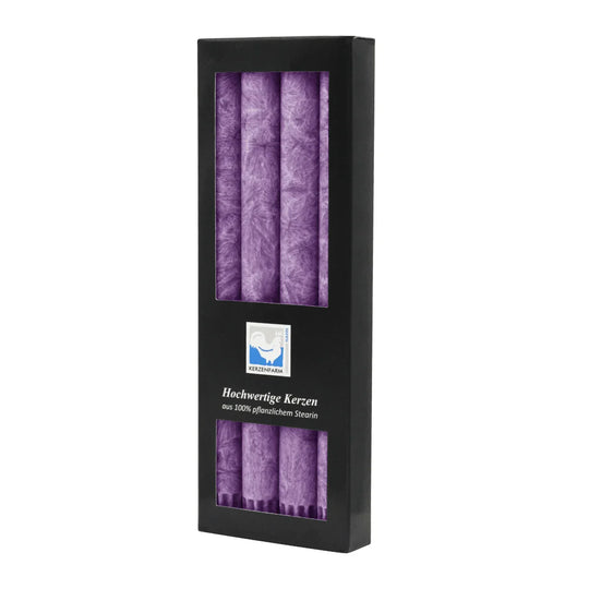 Stearin Stabkerzen Violett, 250/22 mm, KERZENFARM HAHN, Brenndauer 10h, 4 St.