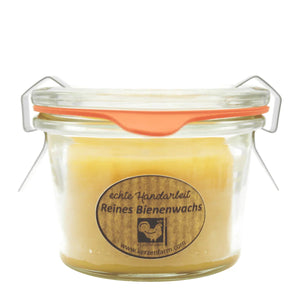Bienenwachskerze im Weckglas, 100% reines Bienenwachs, KERZENFARM HAHN, 50/70 mm, 80 ml, Brenndauer ca. 6,5h