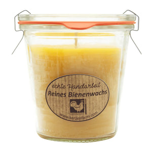 100% Bienenwachskerze im Glas 93/90 mm, KERZENFARM HAHN, Brenndauer 36h, 290 ml